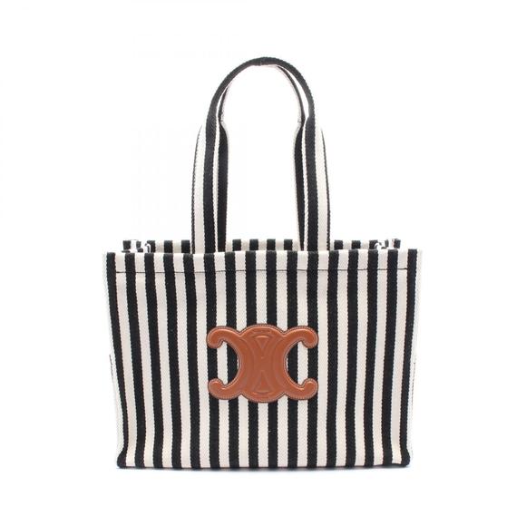 Celine Cabas Tais Tote Bag Leather Black White Brown - Picture 1 of 4